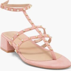 Stuart Weitzman Imitation Pearl Block Sandal